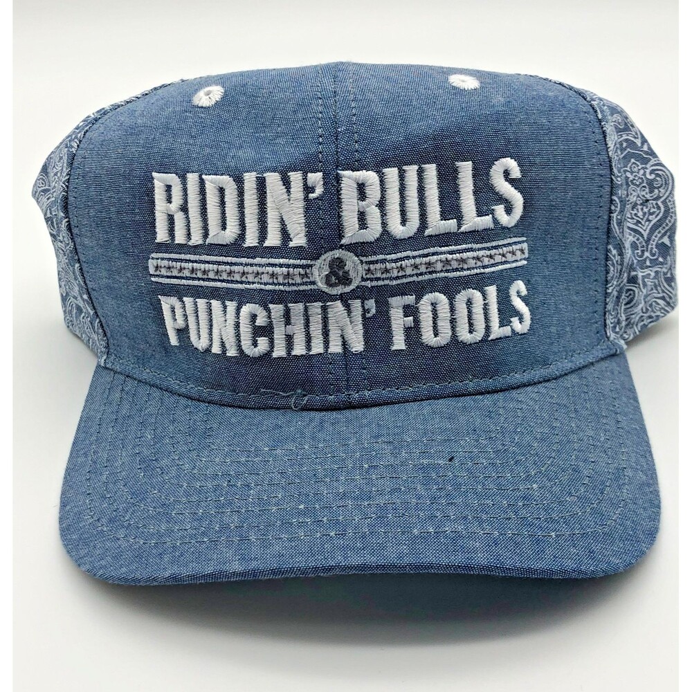 Dale Brisby Rodeo Time Hat Unisex Blue RIDIN' BULLS PUNCHIN' FOOLS Snapback NEW